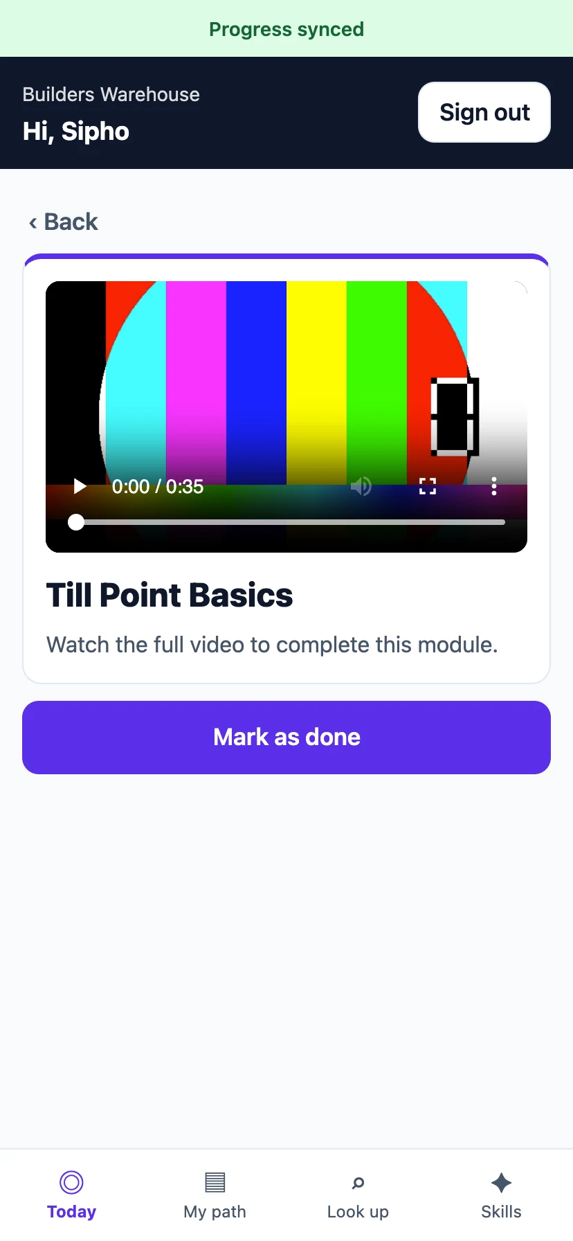 A module showing its key facts and Say this lines